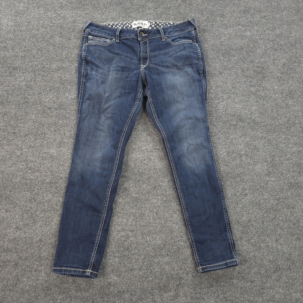 Ariat Jeans Womens 34R Medium Blue REAL Mid‎ Rise Skinny Ella Stretch Denim Work
